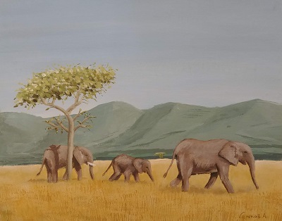 Elephants in the African savannah