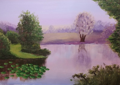 Lake in the spring forest